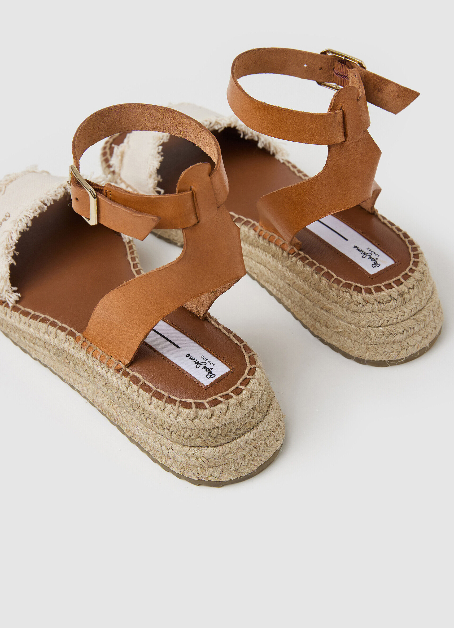 SANDALIAS CUÑA KATE FABRIC - off white