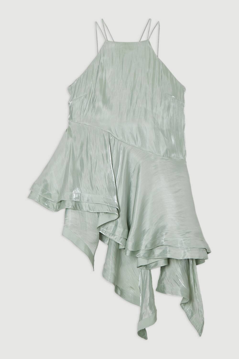 KarenMillen Digital Ophelia Haut Tissé à Détail Peplum Métallique Liquide