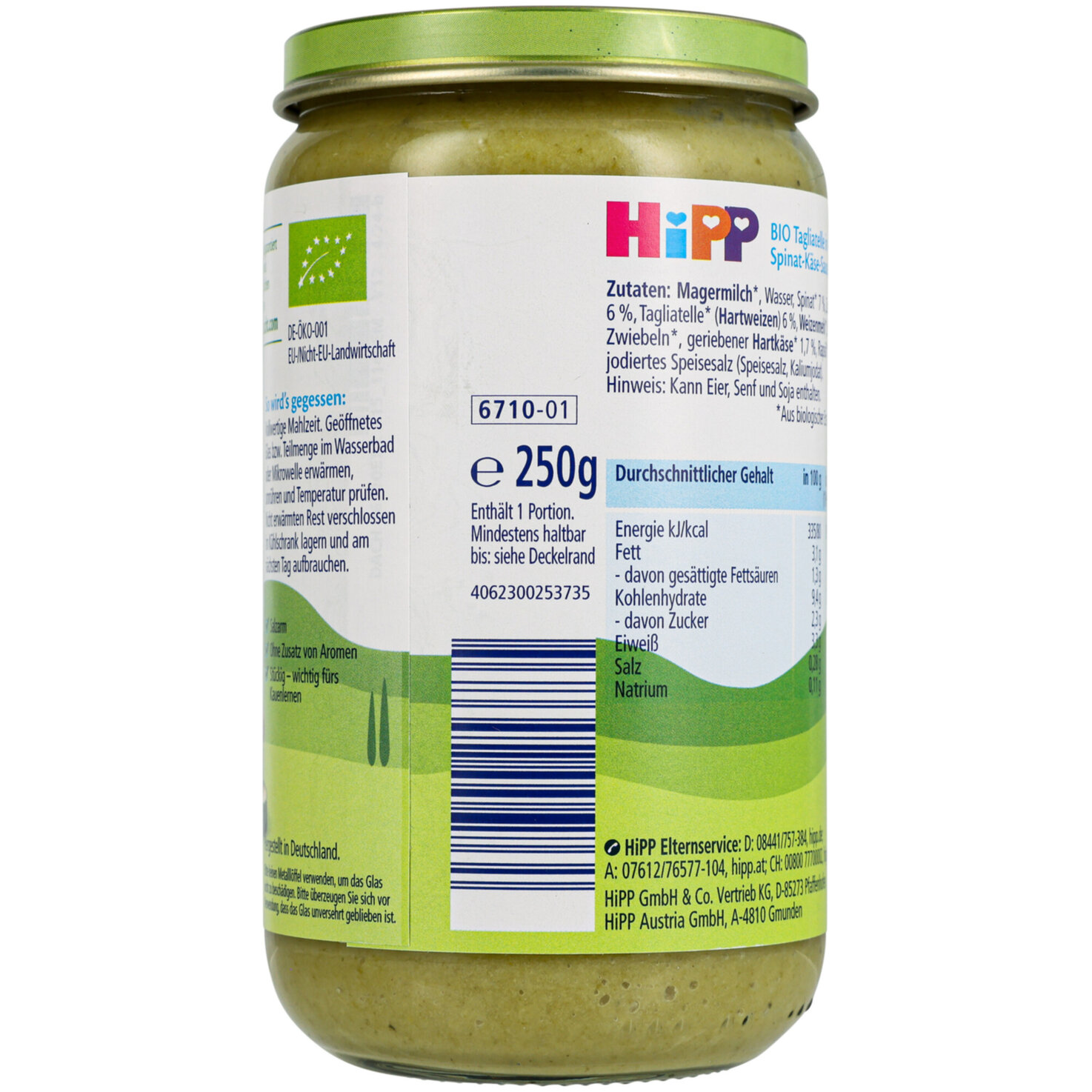 Hipp Tagliatelle Spinat & Käse Sauce 12+ Monate