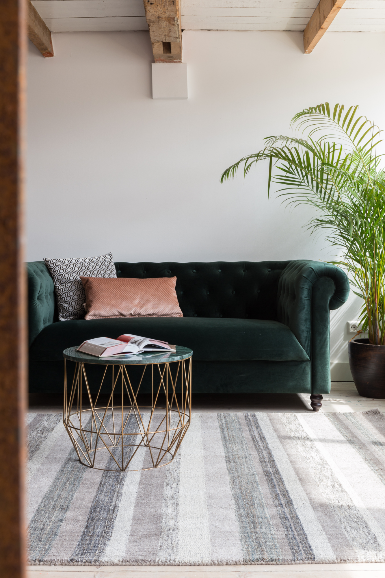3-zits bank Chester velvet Dutchbone Chester Velvet 3-zits bank groen