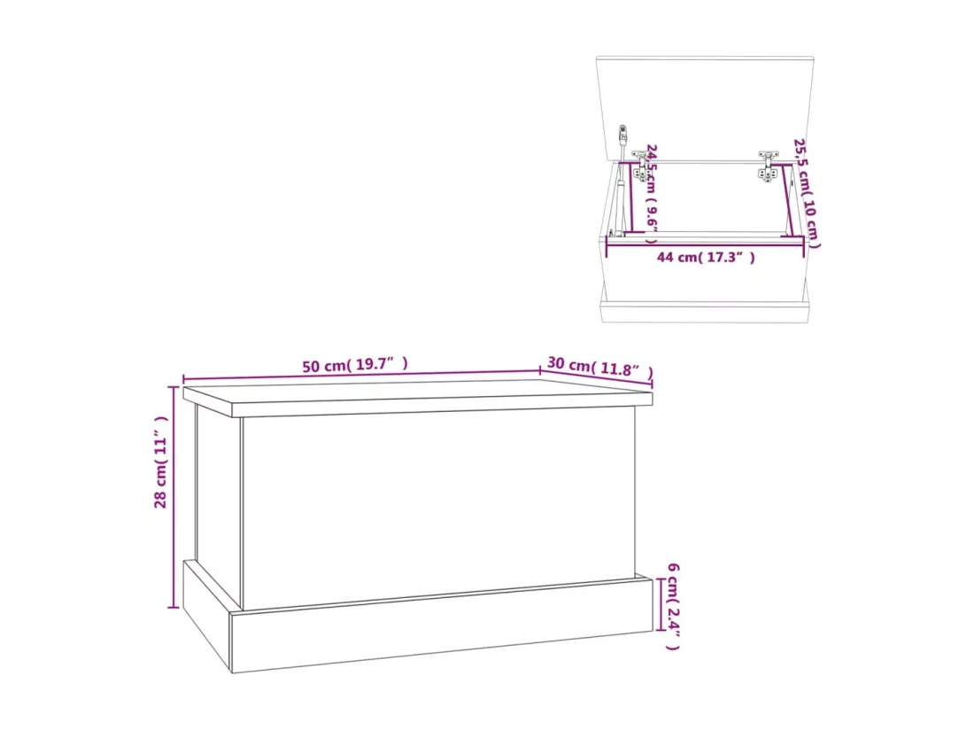 Boîte de rangement blanc brillant 50x30x28 bois d'ingénierie