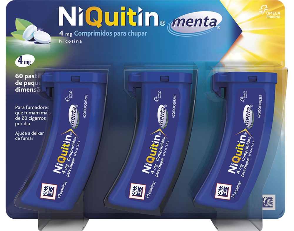 PASTILHAS NIQUITIN MENTA 4MG 60UN