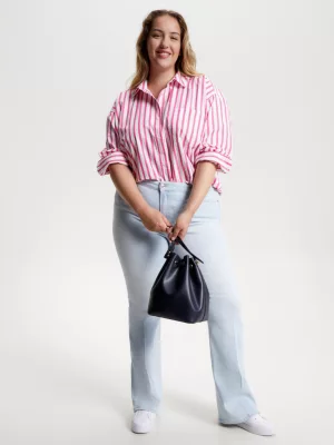 Camisa oversized listrada Curve Tommy Icons
