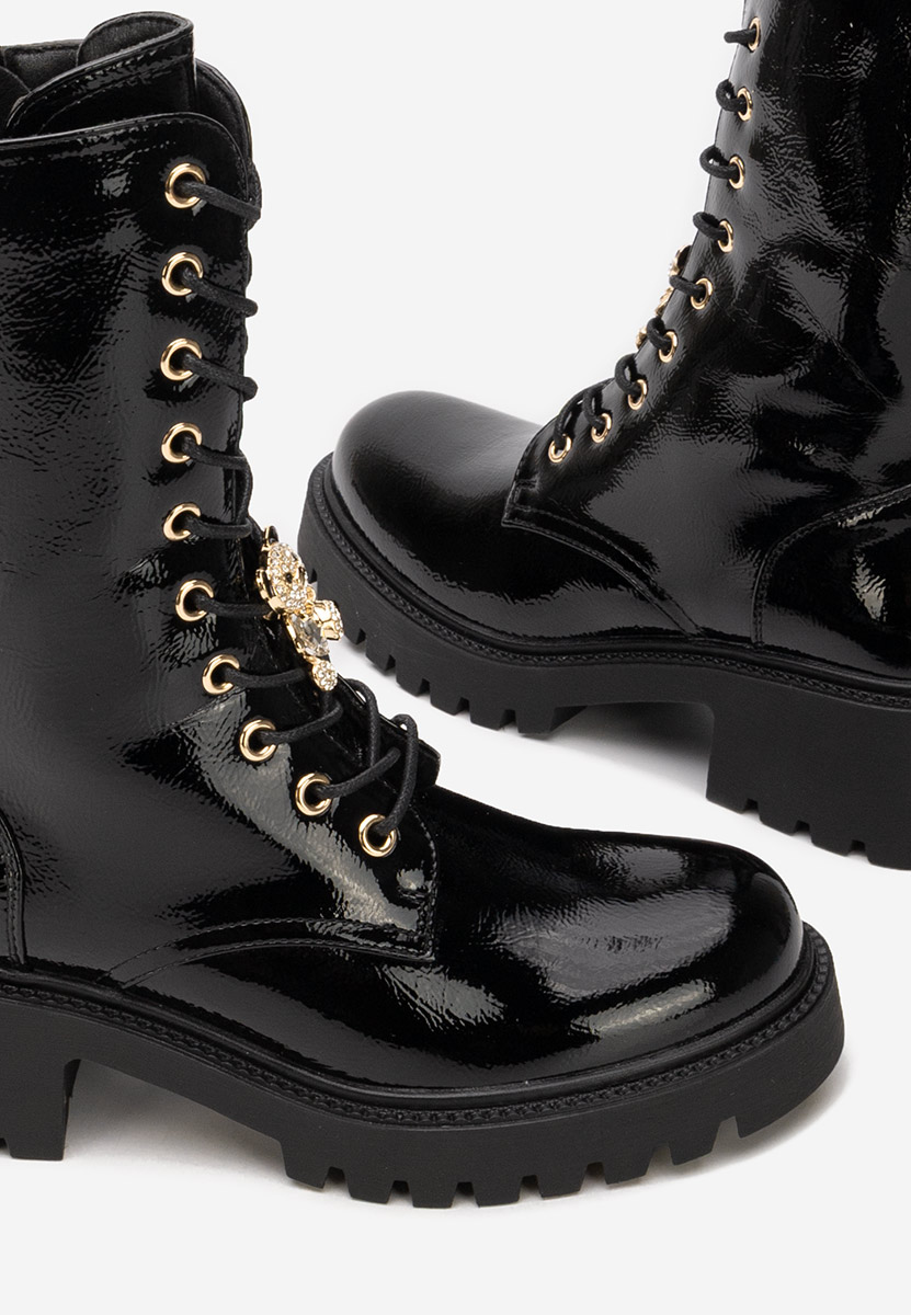 Bottines rangers femme noirs Fabina V2