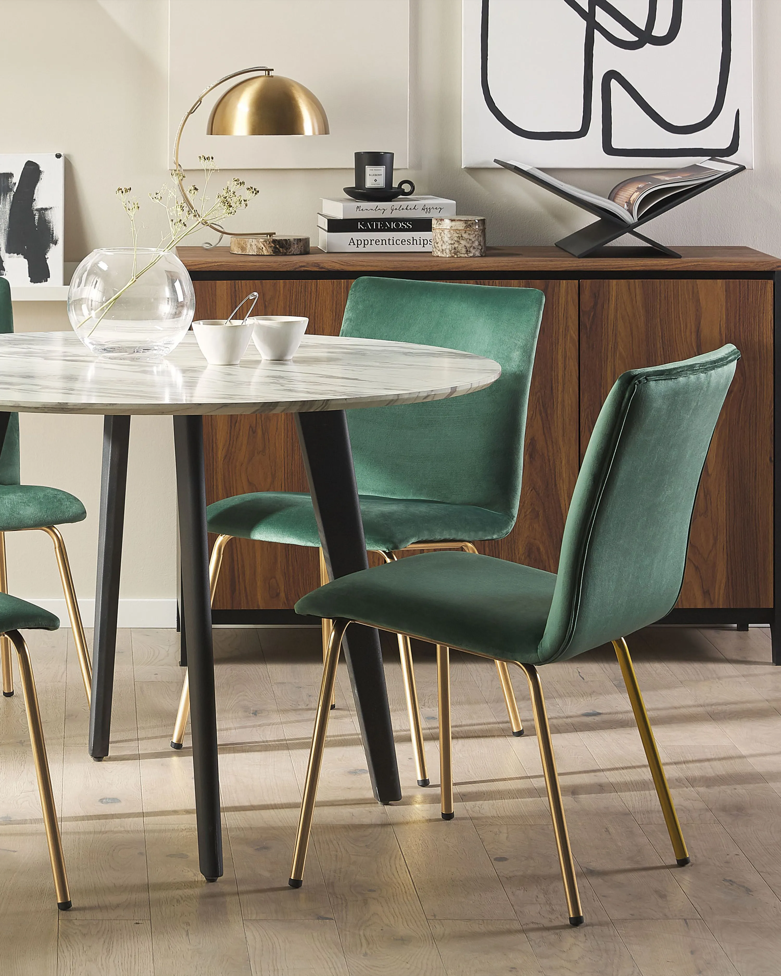 Set van 2 eetkamerstoelen RUBIO Fluweel Smaragdgroen