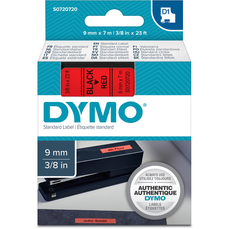 Dymo Band D1, S0720720, 9 mm, schwarz auf rot