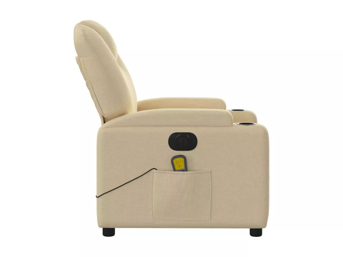 Fauteuil inclinable massant électrique crème tissu