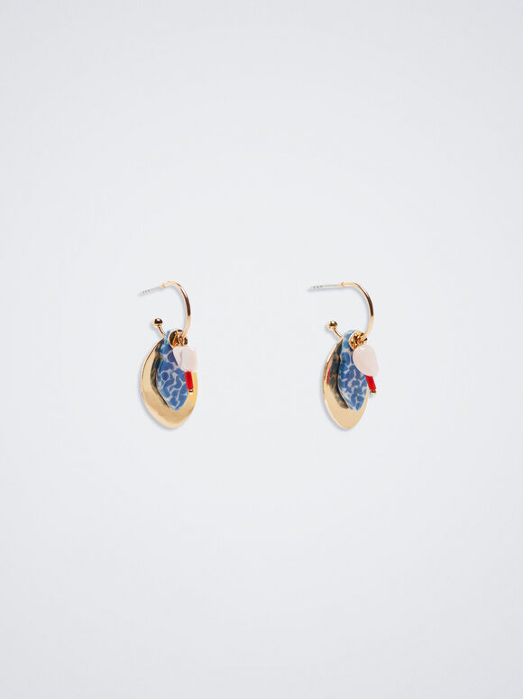 Brincos de argola com pedra e resina - Multicoloridos