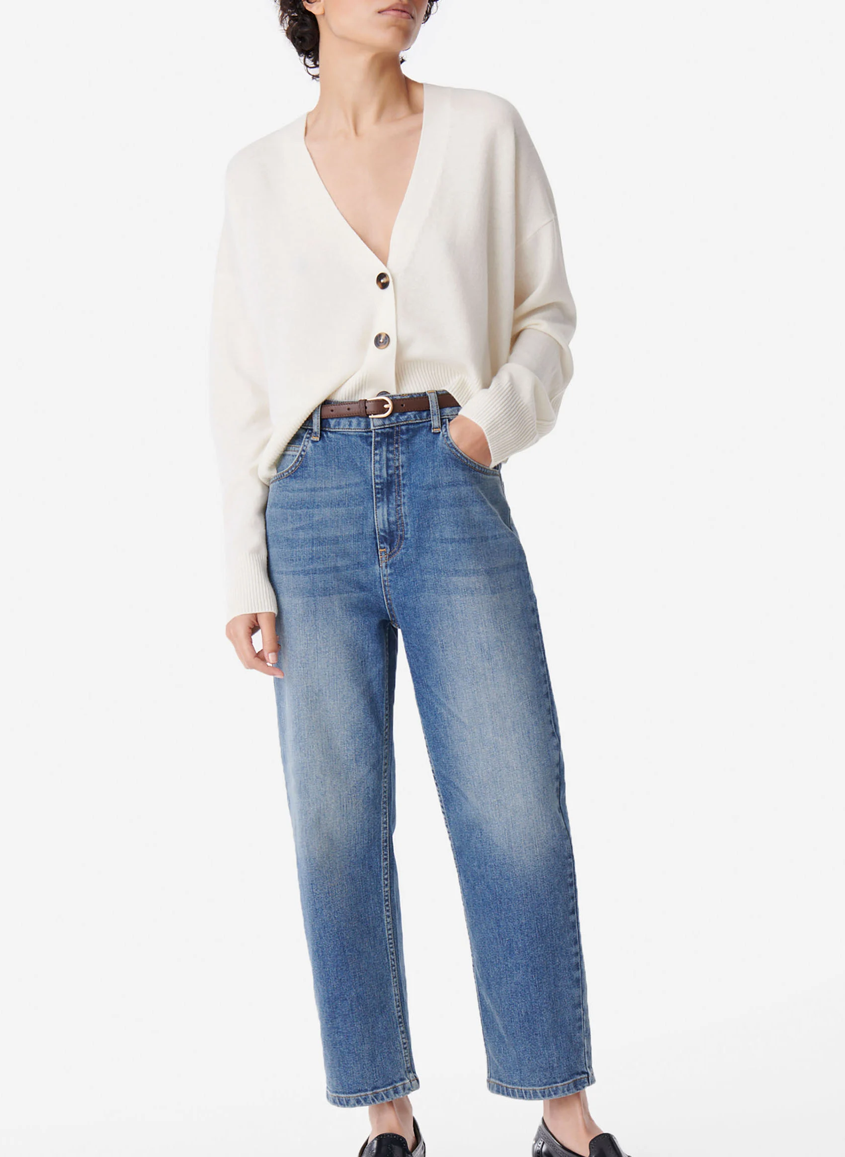 OG CROP - Jean cropped en coton stretch | Bleu