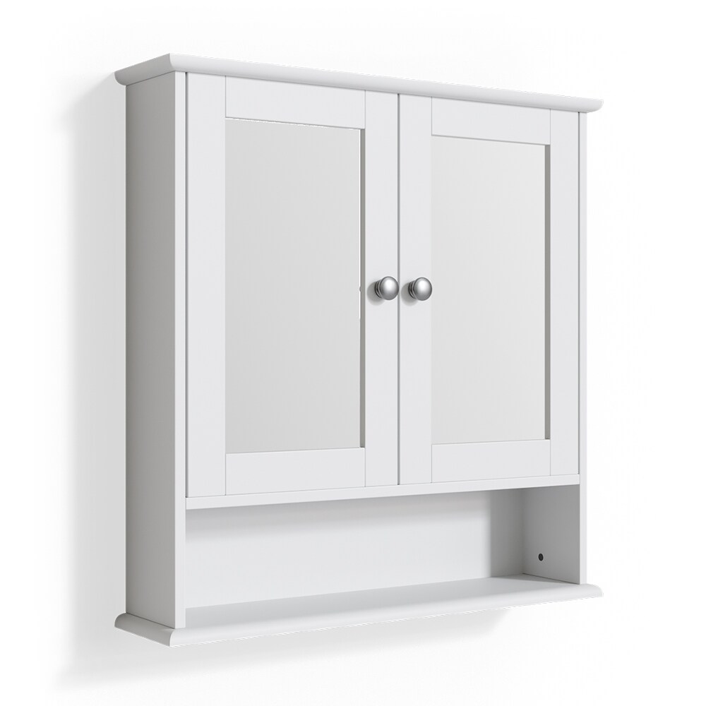 Vicco Wandspiegel Bianco Badspiegel mit Ablage 2 Türen 58x56cm Hängespiegel Spiegel für Badezimmer im Landhausstil