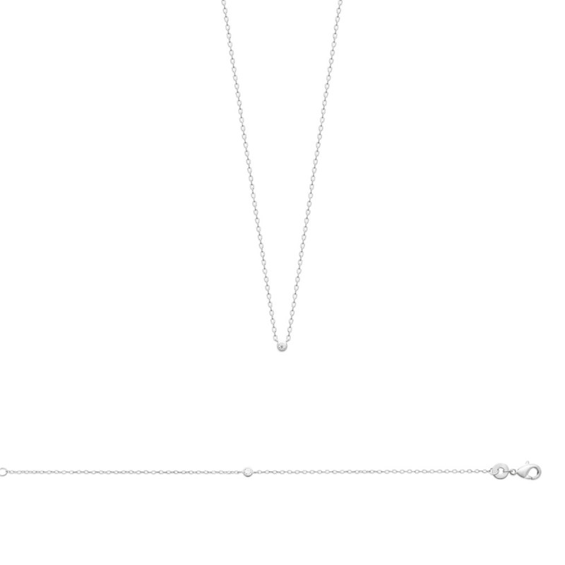 Collier Femme - Argent 925 - Oxyde de zirconium - Longueur : 45 cm