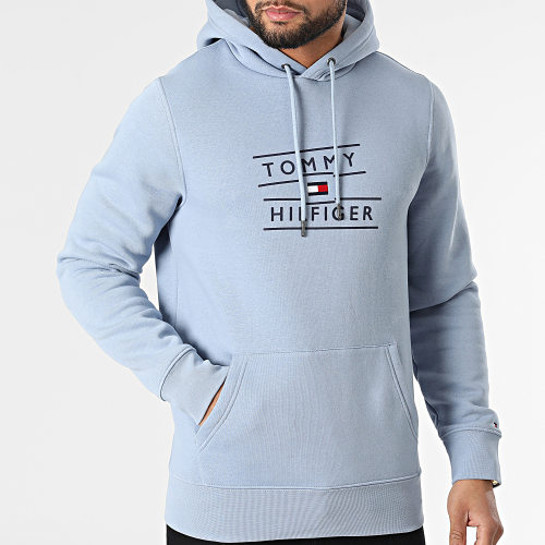 Sweat Capuche Taping Stacked Logo 7093 Bleu Clair