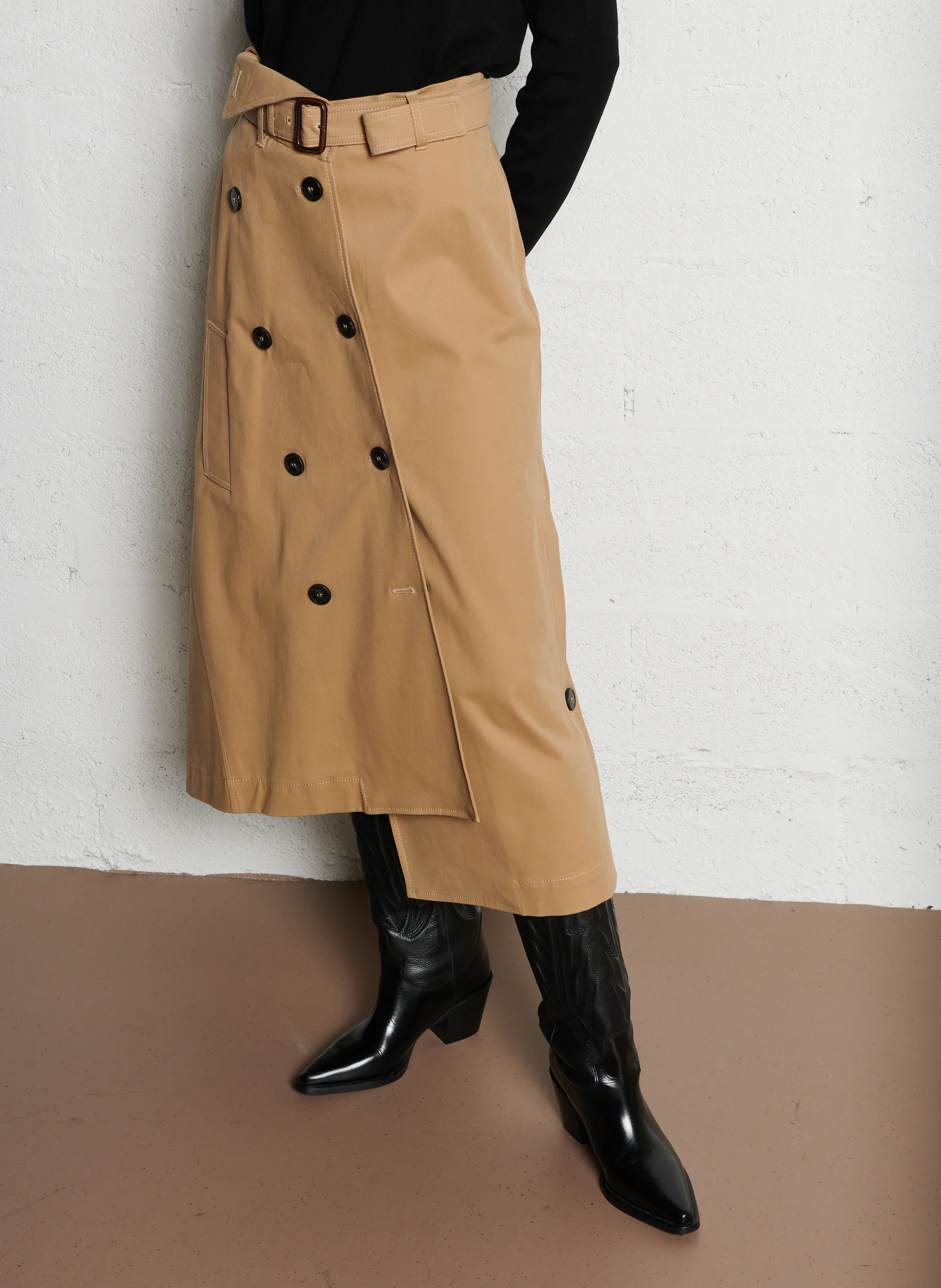 BOLOGNA - Jupe esprit trench en coton mélangé | Beige