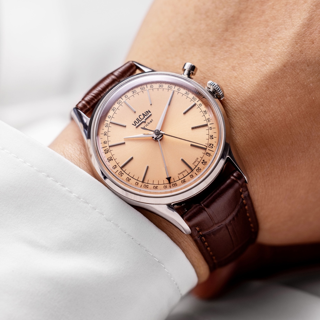 Vulcain Cricket President 36mm Pale Salmon Sapphire Caseback