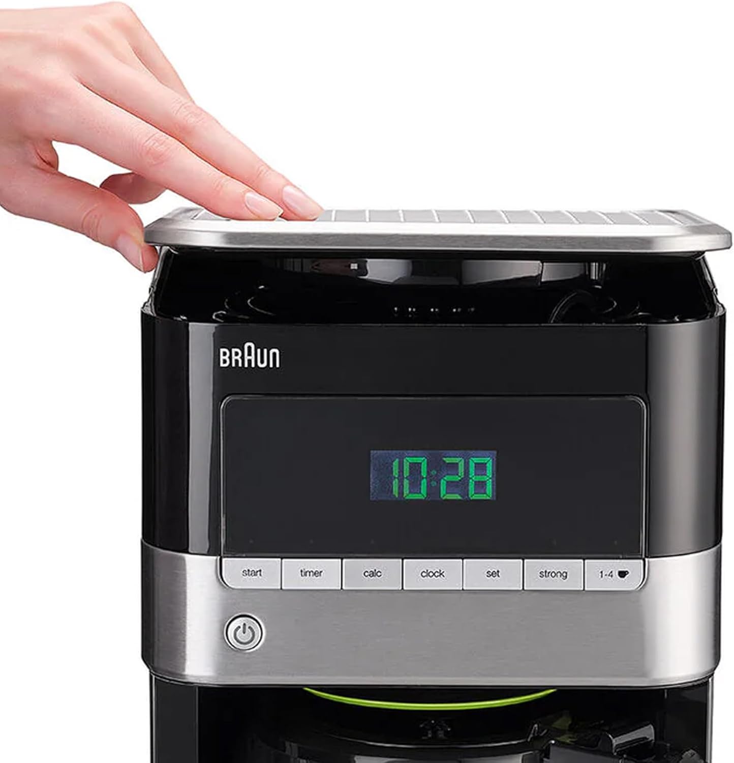 Braun PurAroma 7 Kaffeemaschine KF 7120 – Filterkaffeemaschine mit Glaskanne und Timer-Funktion, Kaffeezubereiter für einzigartiges Aroma, mit LCD-Display, 1000 Watt, schwarz/edelstahl