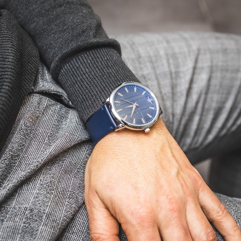 Montre Homme M. JOHN bracelet Cuir Bleu