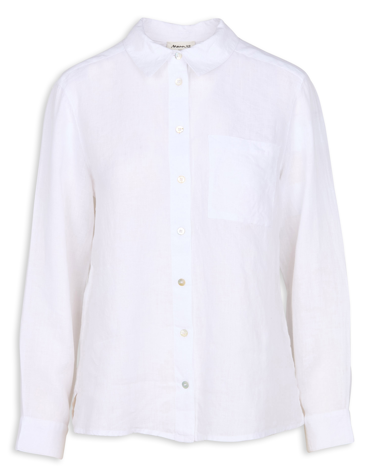 THOMAS - Chemise droite en lin | Blanc