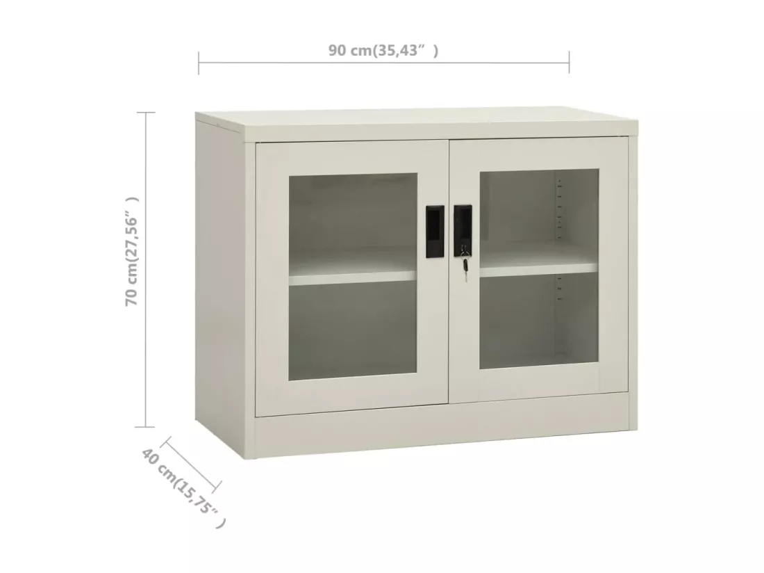 Armoire de bureau Gris clair 90x40x70 cm Acier