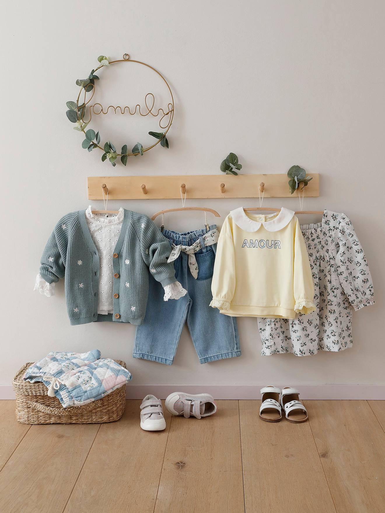 Calções de bebé acolchoados com efeito patchwork branco
