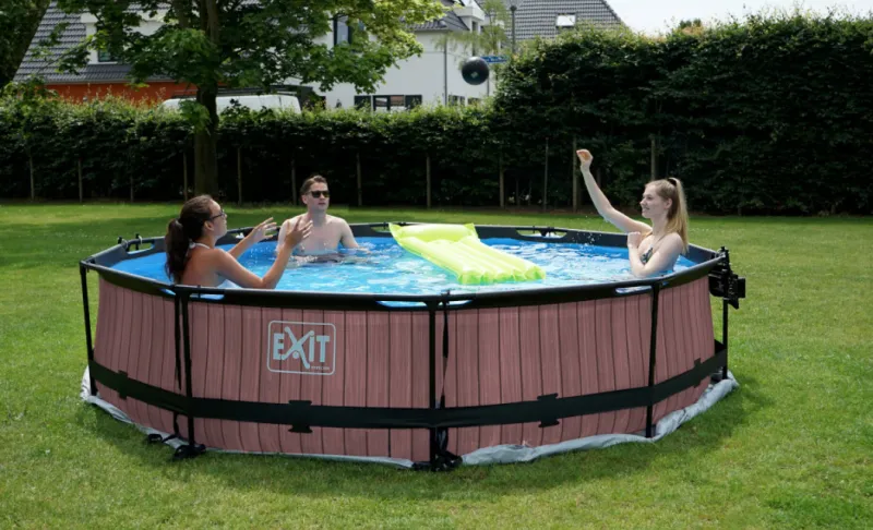 EXIT Wood pool ø360x76cm med filterpumpe - brun 6125 L