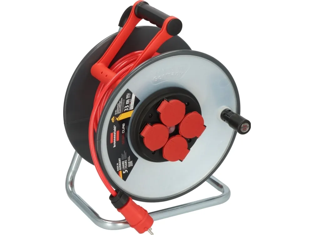 Brennenstuhl 9191330210, Sort, Rød, Hvid, Stål, 4 AC stikkontakt(er), 33 m, IP44, 305 mm