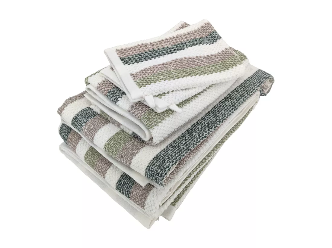 Parure de bain 5 pièces coton collection VISTA blanc vert