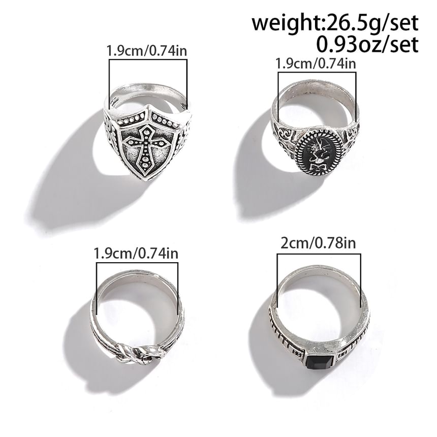 Gretlyn - Set van 4: Zilverkleurige ring