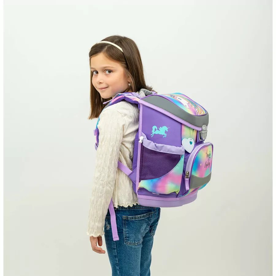 Belmil Schulranzen Mini Fit Schulranzen Set 4-teilig mit Brustgurt Rainbow Color