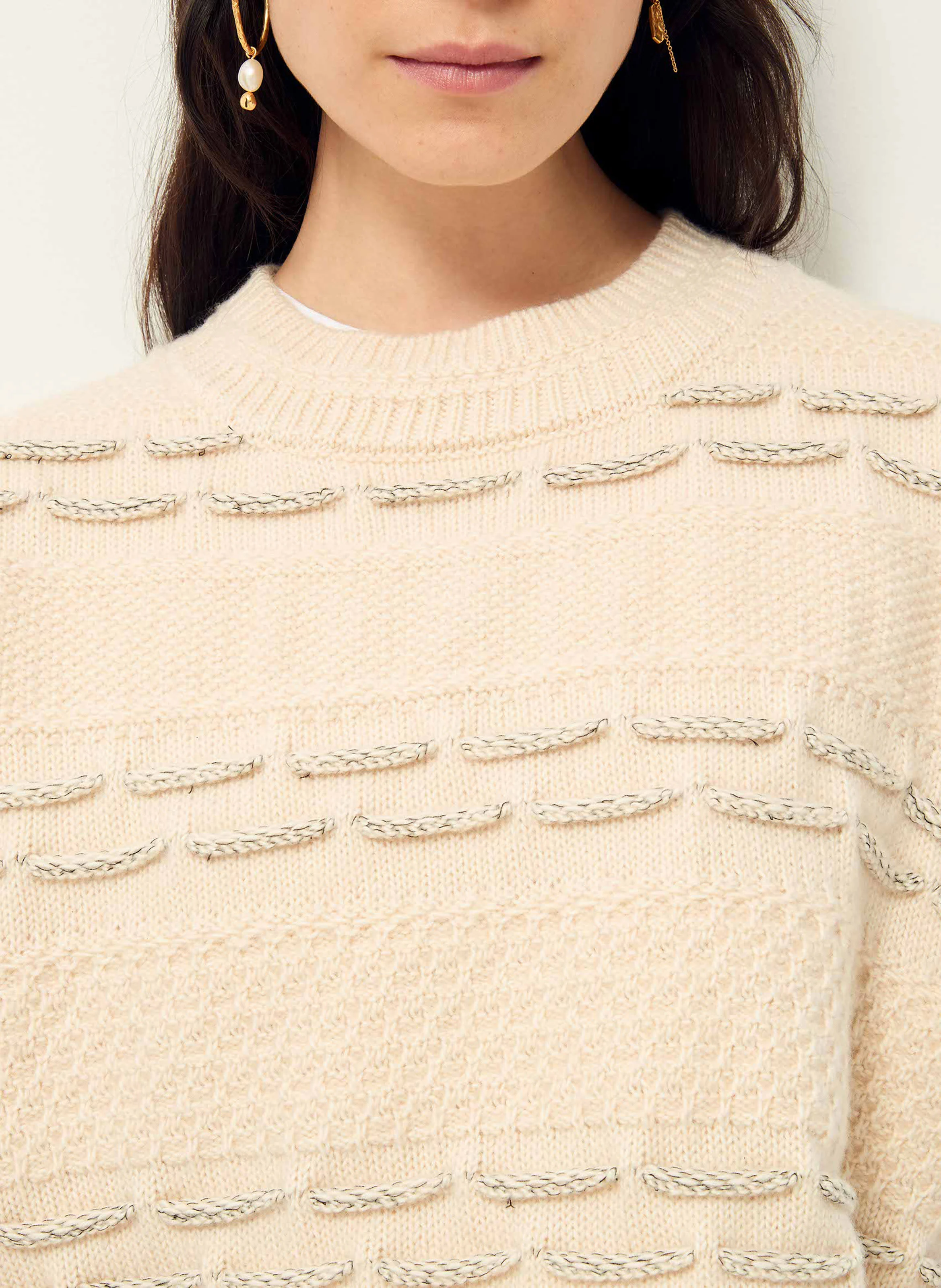 OLT - Pull sans manches col rond droit en maille | Beige