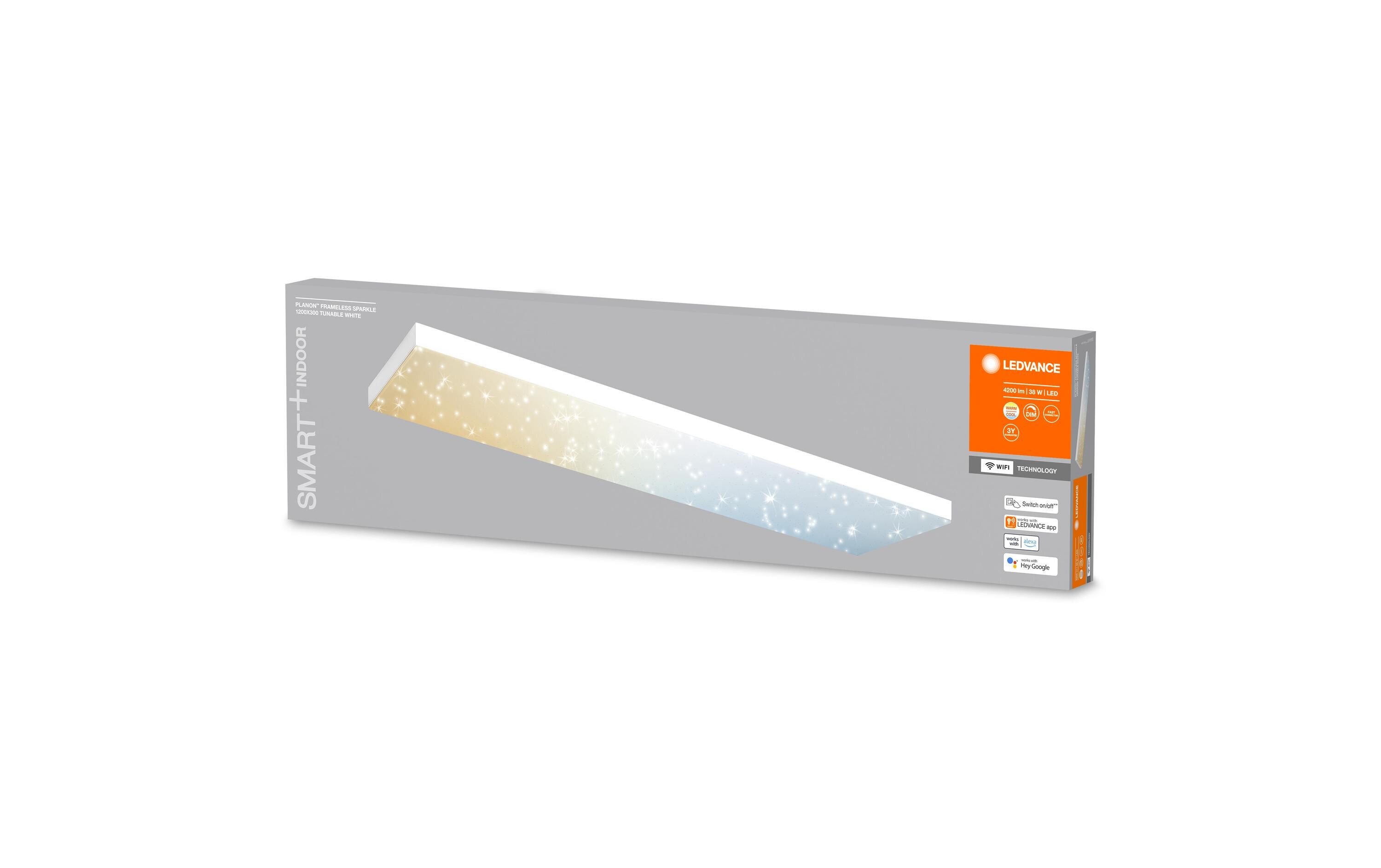 LED-Panel Smart+ Planon Sparkle, 120 x 30 cm, 38W, TW, Weiss<br>LED Panelleuchte