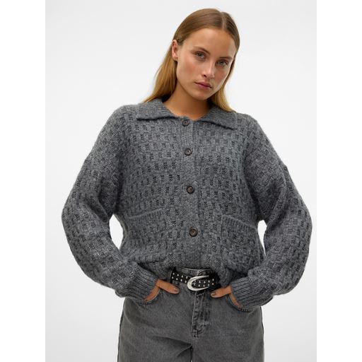 Vero Moda Carlie Polo Neck Cardigan, Medium Grey Melange, M