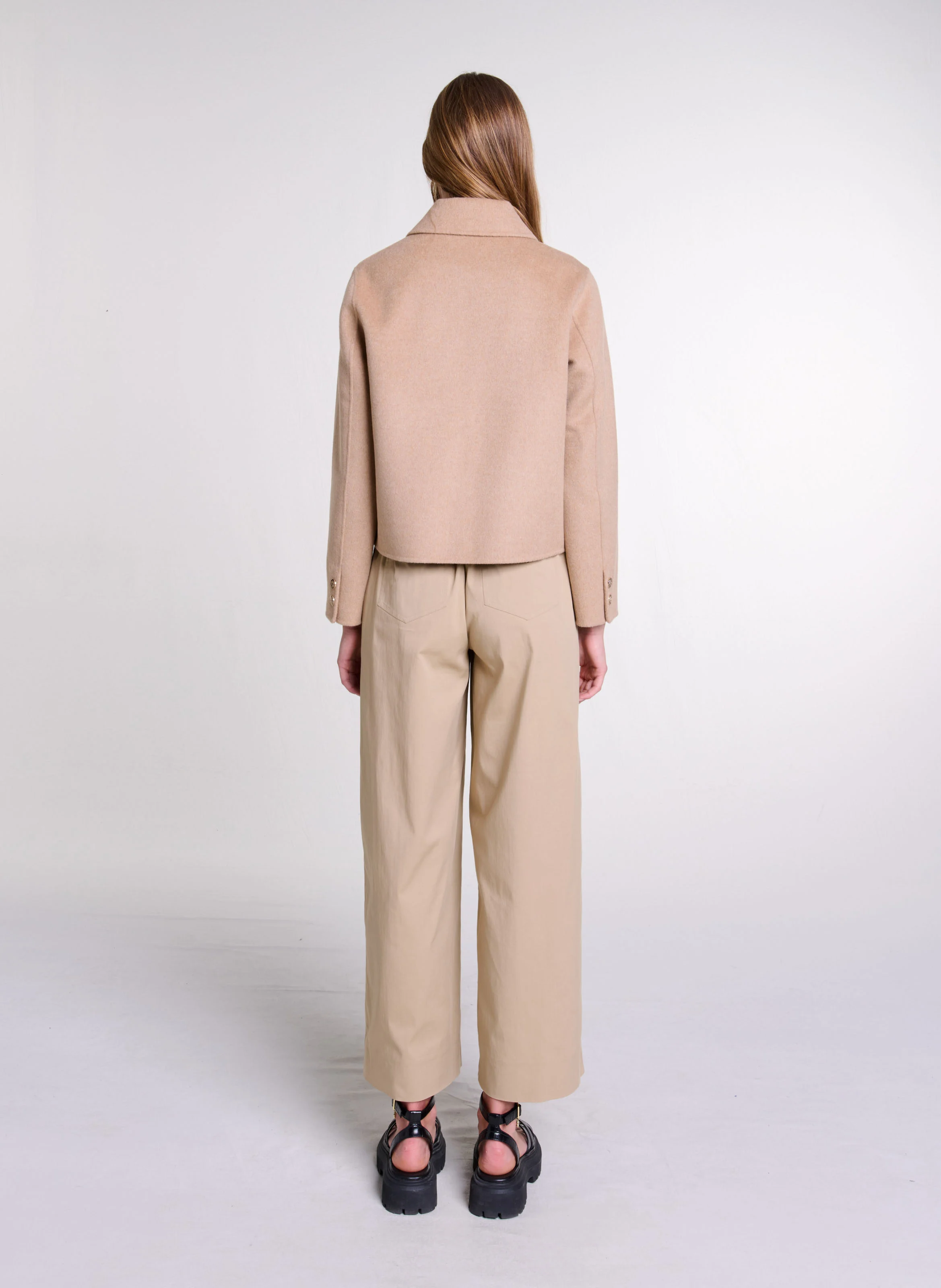 Veste col classique en laine mélangée | Beige