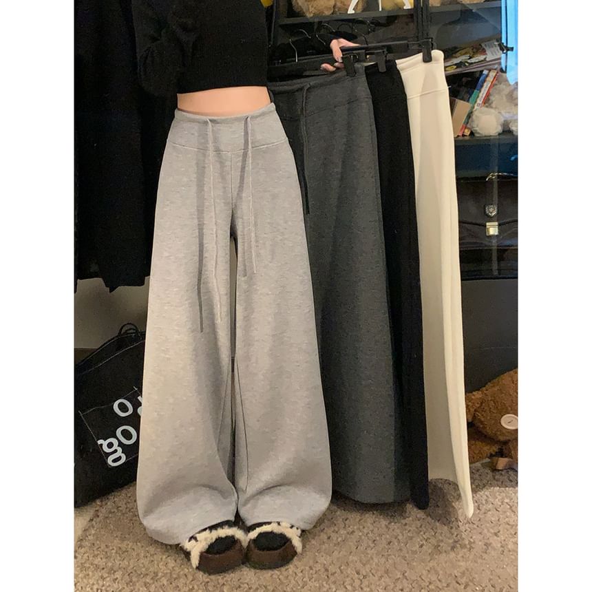 Vhancy - Hoge taille effen wijde broek