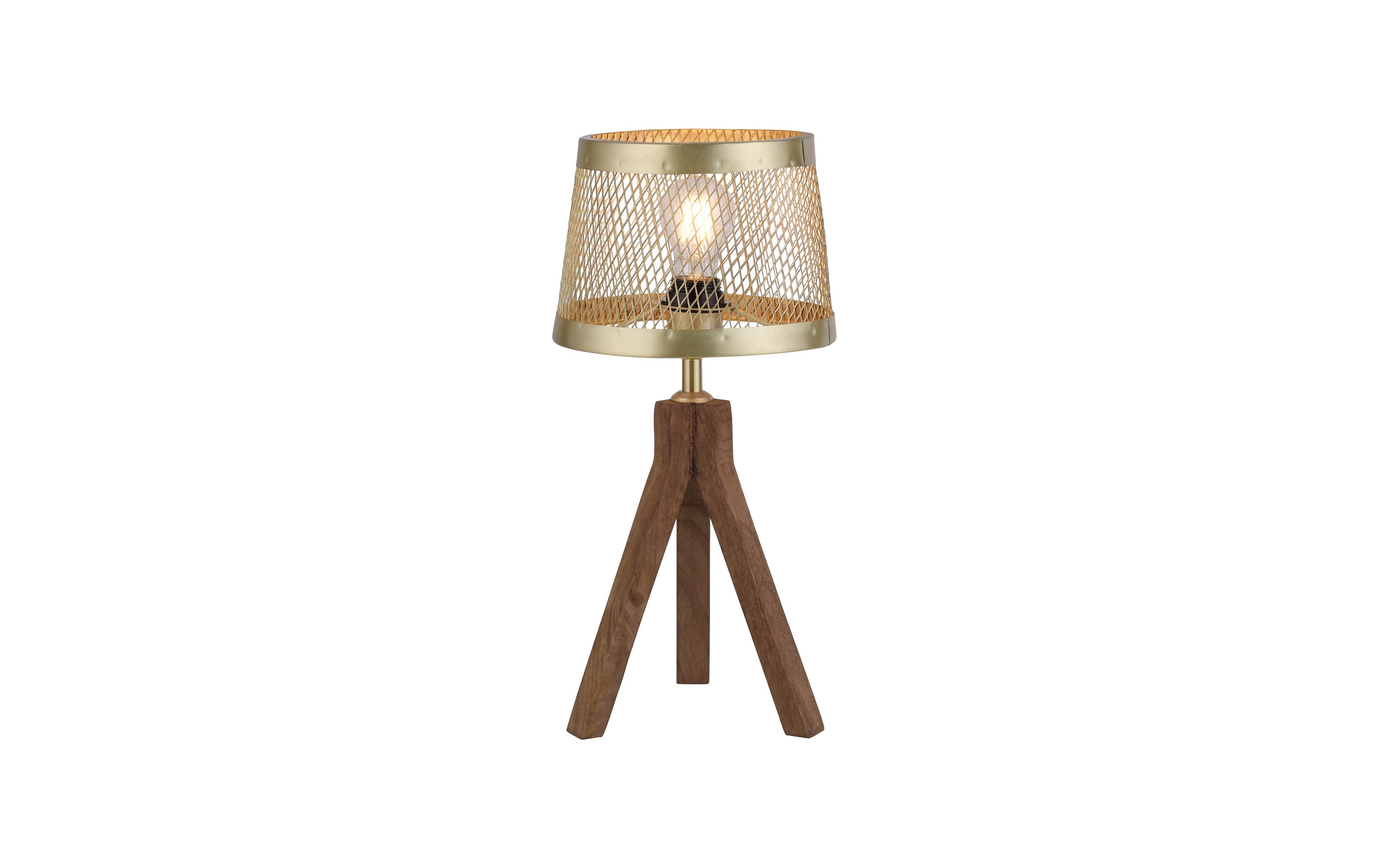 Tischleuchte Frederik, holz/messing matt, 44 cm