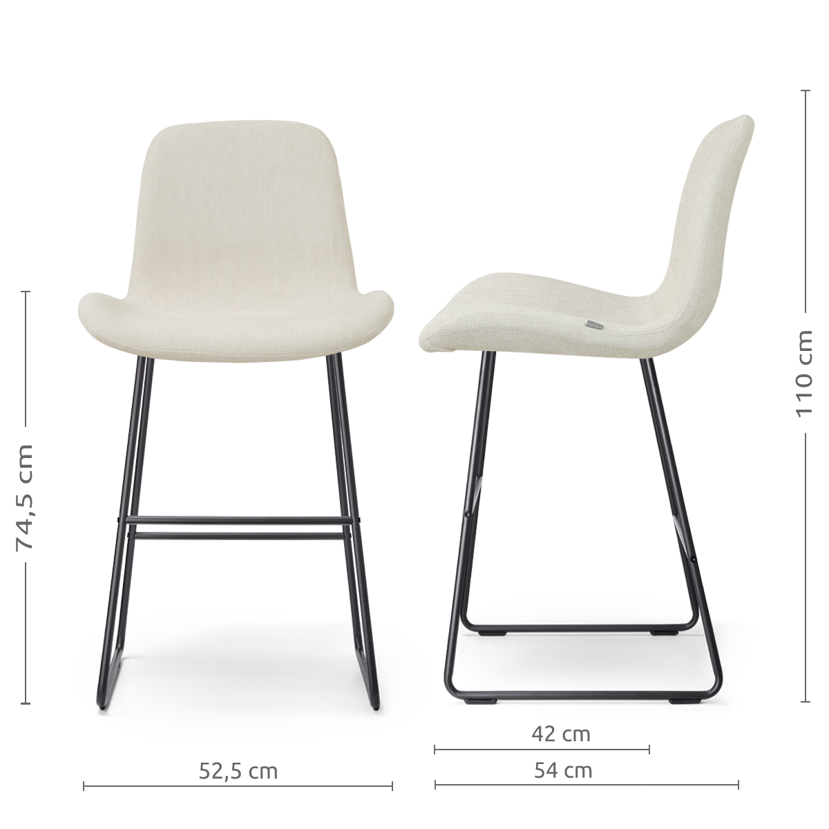 Barkruk Nino-Fé zwart onderstel cottonbeige  75 cm