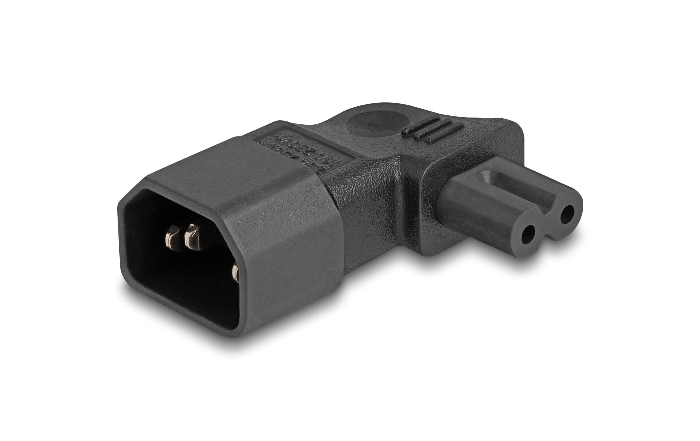 Adapterstecker IEC60320 C14 - C7, gewinkeltDelock Netzadapter IEC 60320 - C14 auf C7, Stecker / Buchse, 2.5 A, 90° gewinkelt