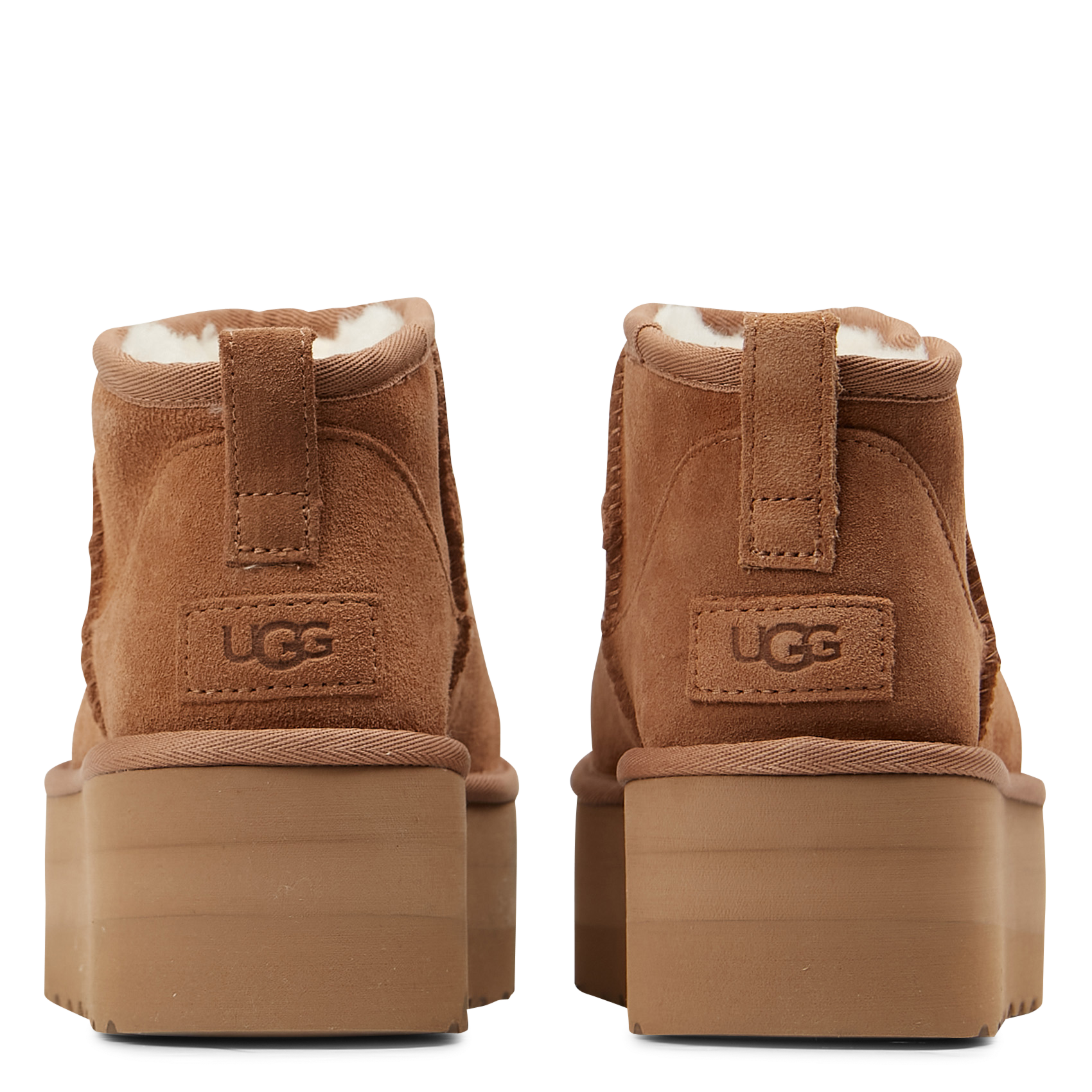 CLASSIC ULTRA MINI PLATFORM - Bottines fourrées à plateforme en cuir velours | Marron