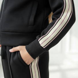 Stripe Glam Tracksuit Set – Zwart