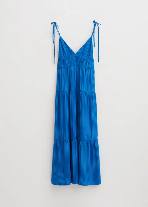 Maxi jurk met v-hals blauw (BLW.K)