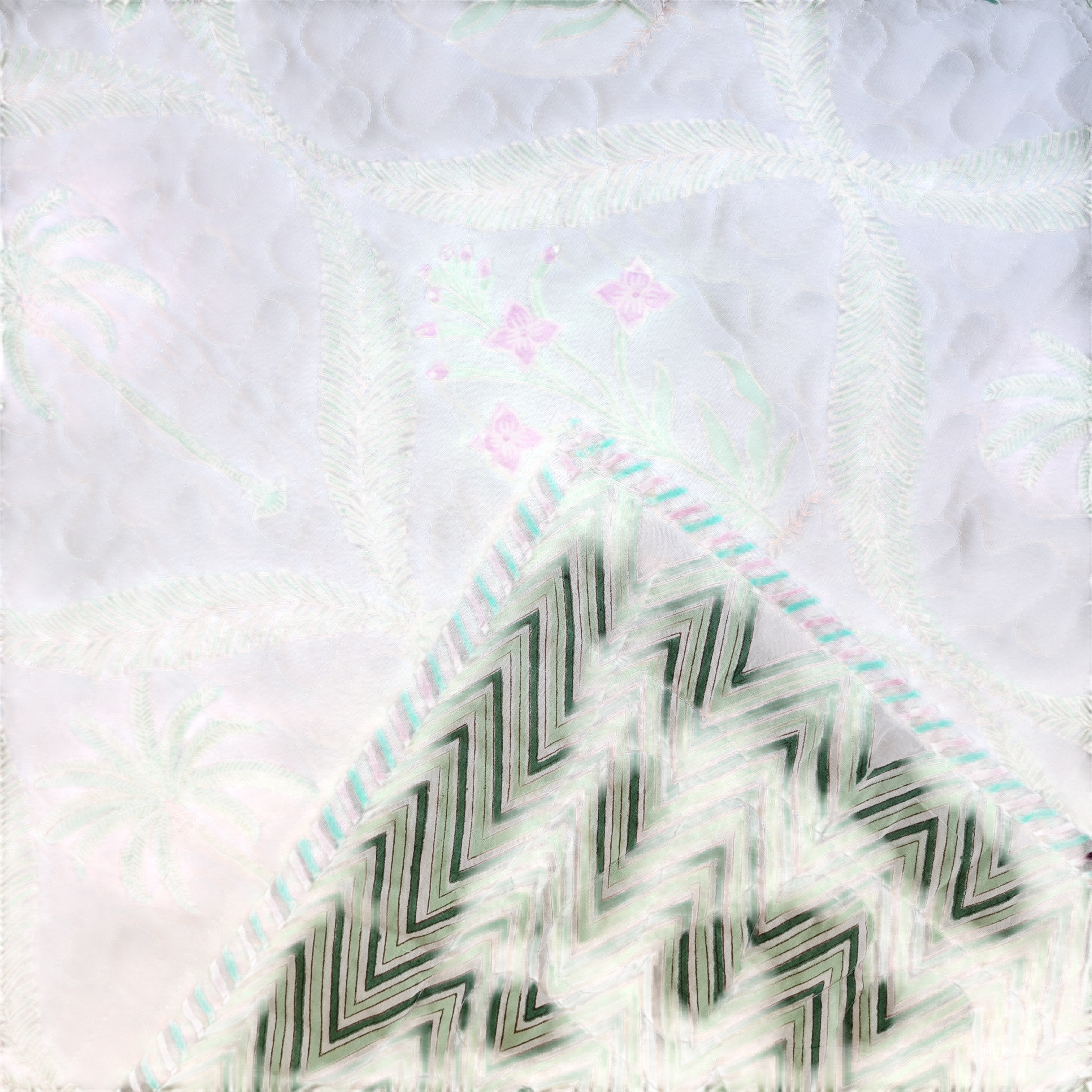 Überwurf Block Print Throw Double Mint Grün