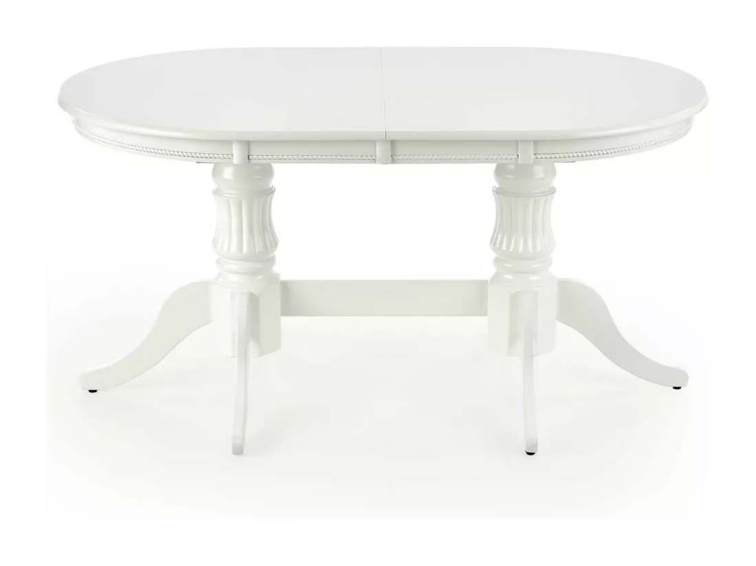 Table de salle à manger extensible blanche avec structure en bois massif Roma