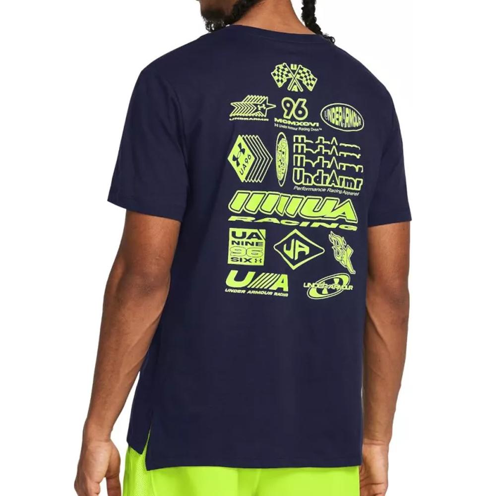 Under Armour T-shirt Marine/Vert Homme Under Armour Run Everywhere