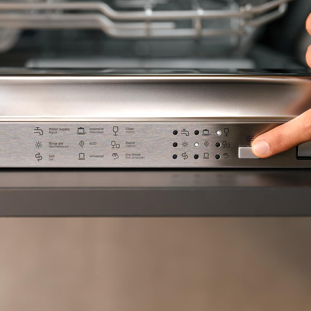 Cecotec Lave-vaisselle Intégrable 60cm Bolero Aguazero 6110 Full-BI. 1850W, 12 Couverts et 7 Programmes, Fonction Demi-charge, Programme 3 en 1, Dépar