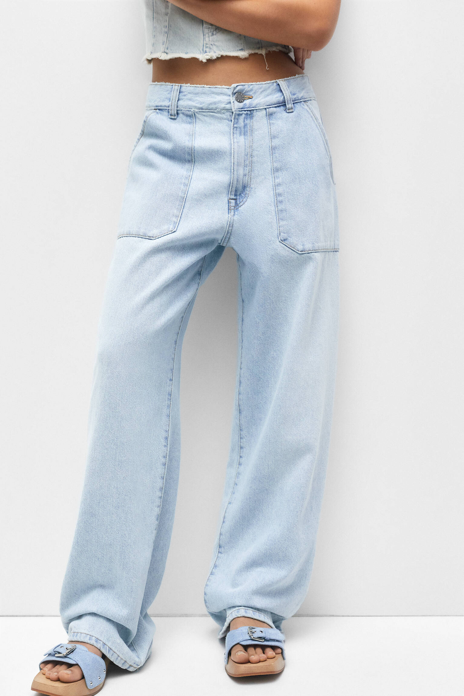 CALÇA JEANS CARPENTER DE CINTURA BAIXA - AZUL