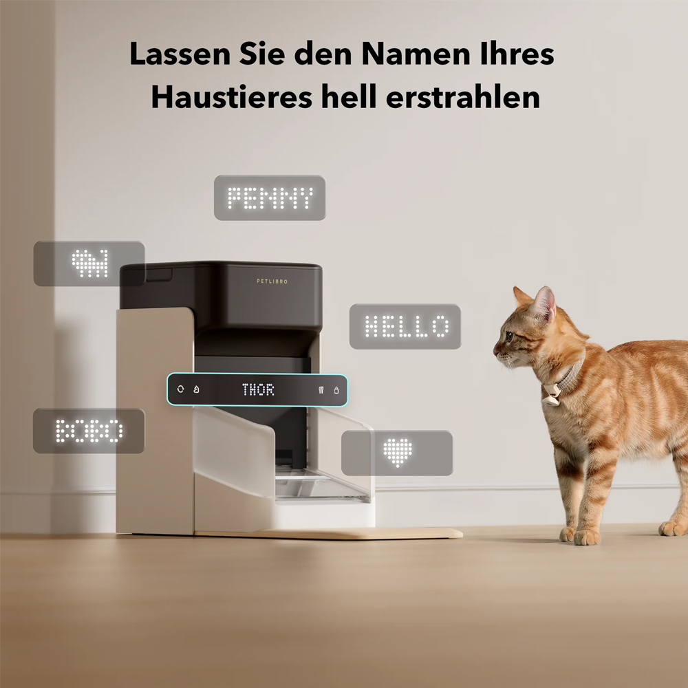 (3L) One RFID Automatischer Haustier Futter Spender Haustiererkennung inkl. Halsband / App Steuerung iOS/Android (PLAF301) - Grau