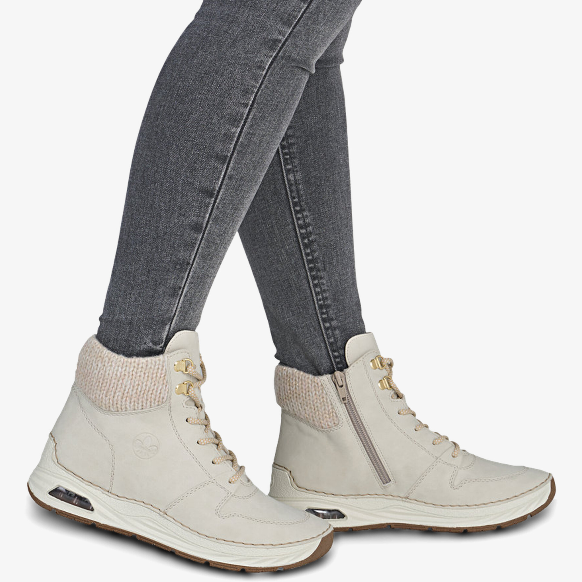 rieker Damen Schnürstiefeletten beige