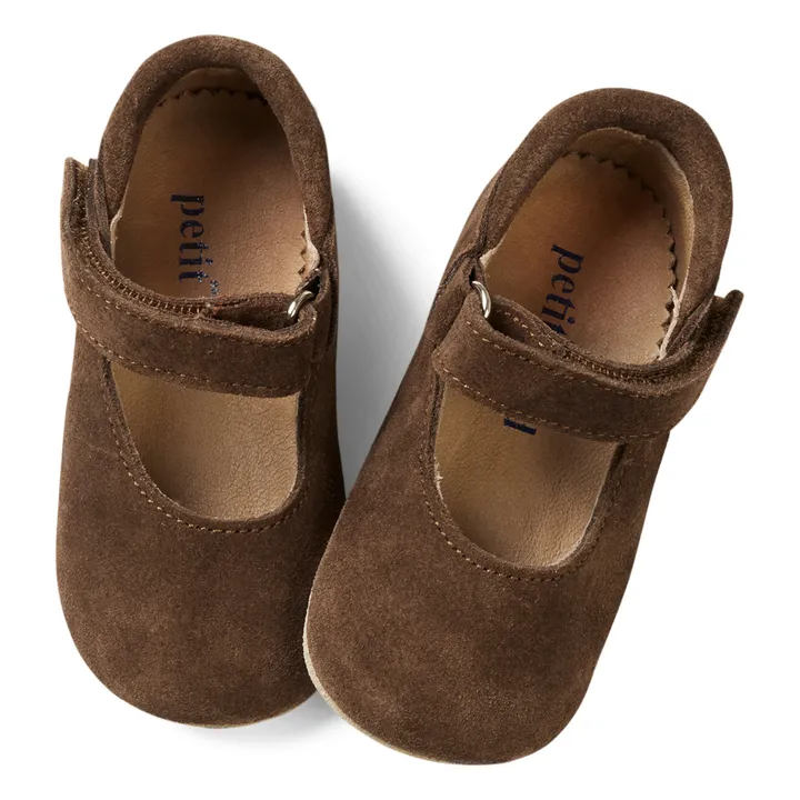 Petit Nord Ballerines Scratchs Suede | Marron