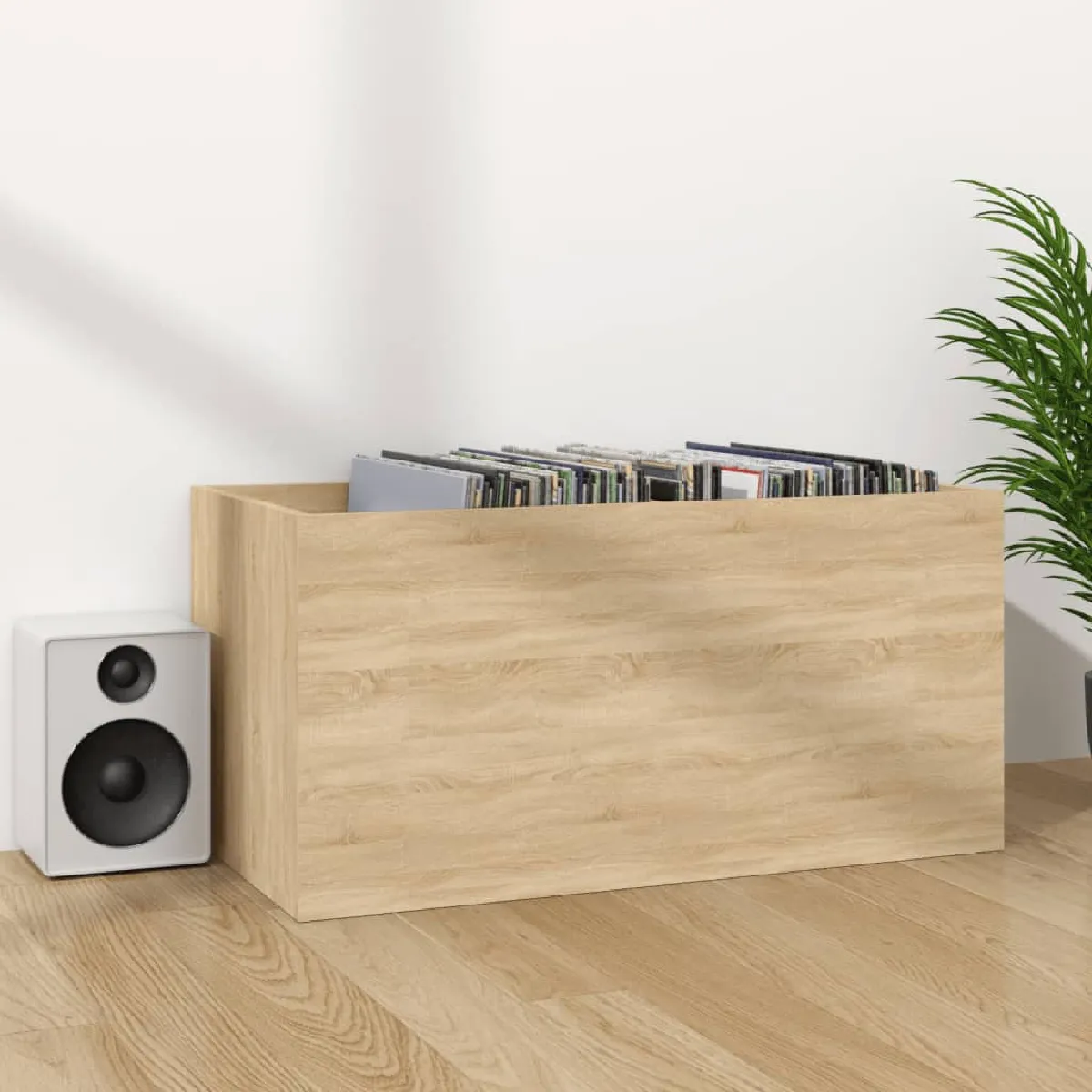 vidaXL Boîte de rangement vinyles - Chêne sonoma