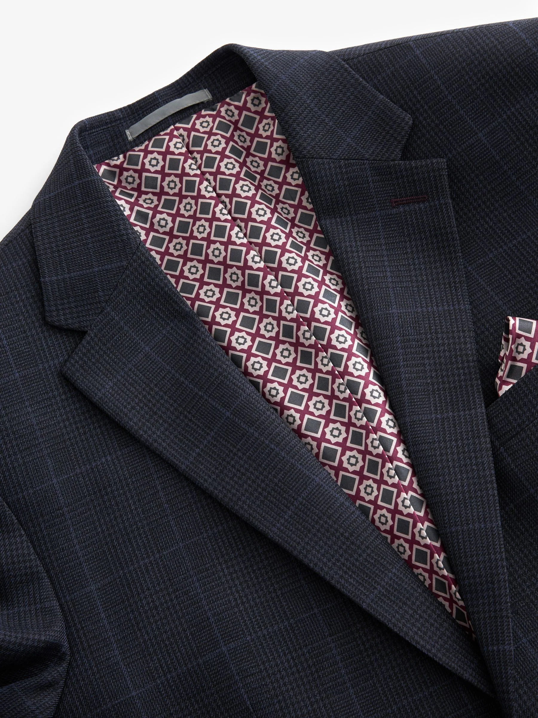 Donkerblauw - Prince of Wales geruit kostuum: colbert