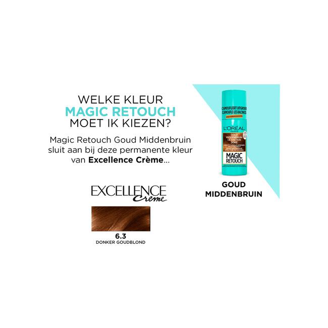 L'Oréal Paris Magic Retouch Camouflerende Uitgroeispray Goud Middenbruin 75 ML